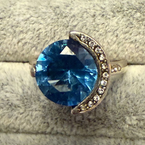 Silver ring with Swarovski crystal new, blue and silver