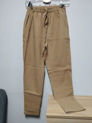 Noobass brown pants like new with elastic waist and drawstring, size S