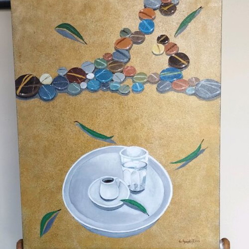 Oil painting on canvas Nature Morte original, 70×50 cm, Evripidis Amoiridis 2025