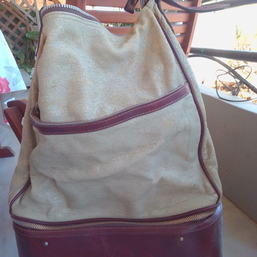 FSFA travel bag used, 80s vintage, brown and beige
