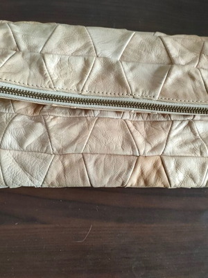 ASOS leather clutch bag used, beige patchwork