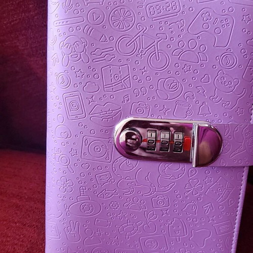 A6 Spiral Notebook with Zip Pockets and Code Lock new, purple