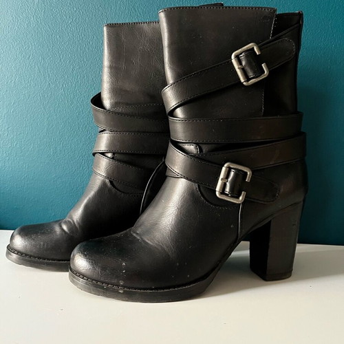 Migato black boots with straps used, size 37