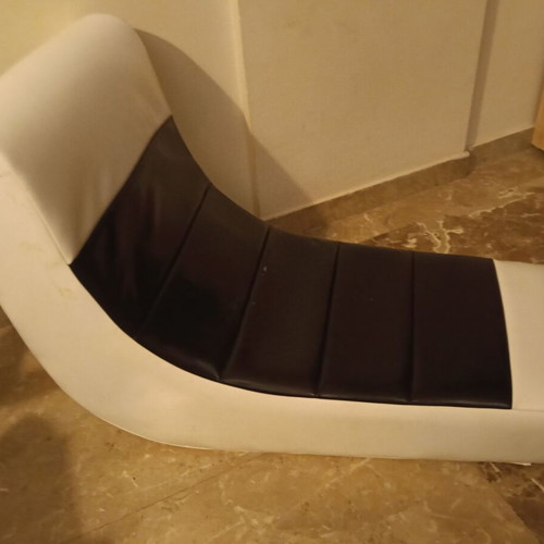 Leather chair white with black stripe, new