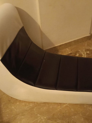 Leather chair white with black stripe, new