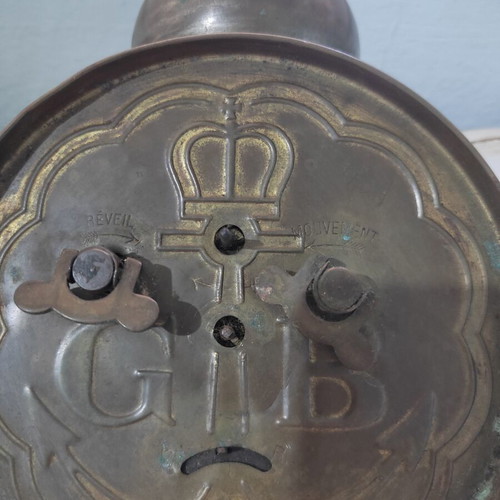 Gustav Becker antique alarm clock 18 cm used, mechanical, non-working