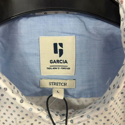 Garcia Stretch Printed Long Sleeve Shirt, White, Size L
