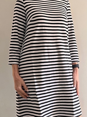 H&M striped dress used, cotton, white and blue