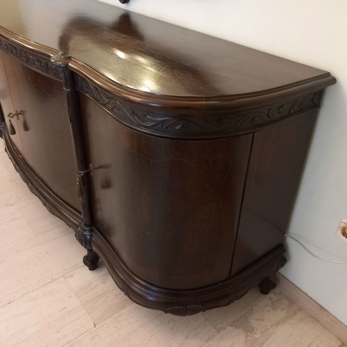 Antique walnut wood buffet with mirror used