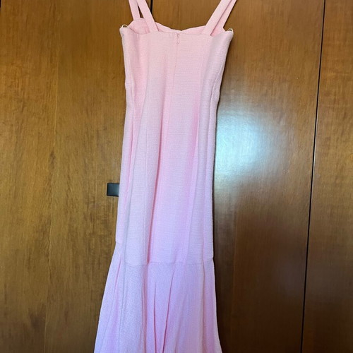 Zara Mermaid Midi Dress Pink Baby New with Corset Tweed
