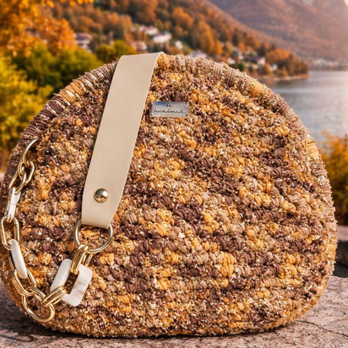 Handmade Autumn Glam shoulder bag new, brown and gold
