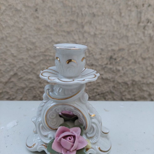 Porcelain candlesticks used, set of 2 pieces