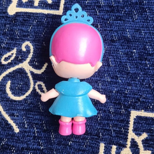 Princess doll figure, blue tiara, pink hair
