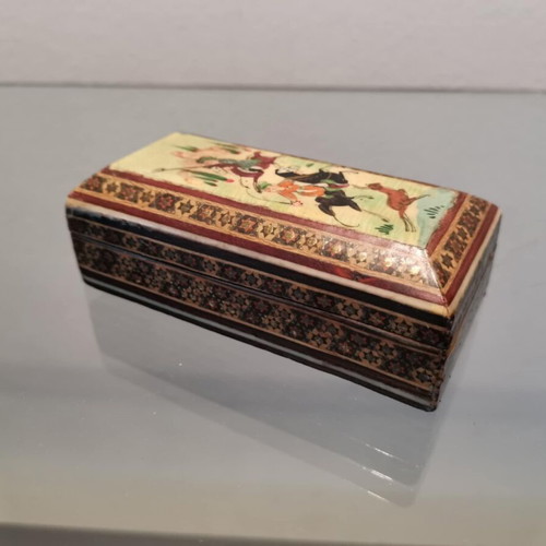 Persian box used with hand painting and Khatam inlay