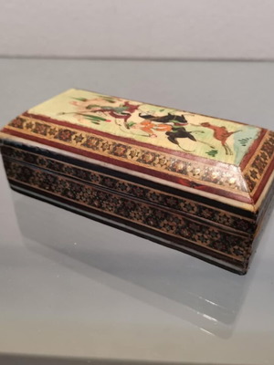 Persian box used with hand painting and Khatam inlay