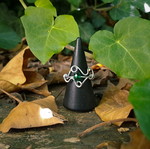 Silver ring with green crystal stone new