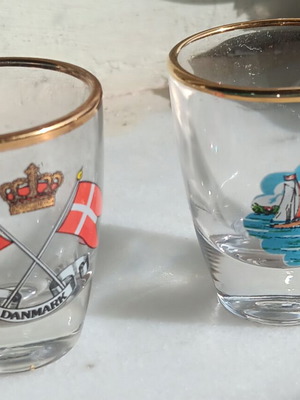 Souvenir shot glasses from Denmark, like new, set of 2, 40ml