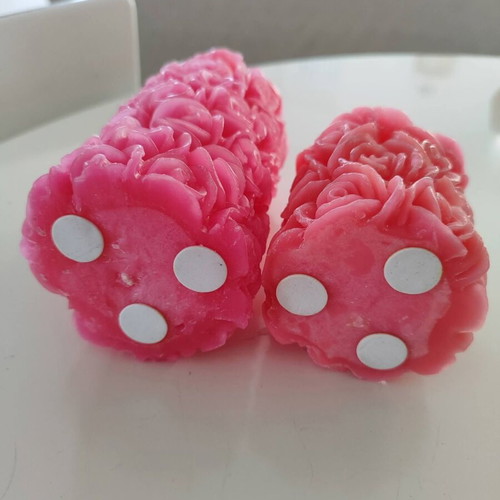 3D Rose Candles, Set of 2, Soft Pink