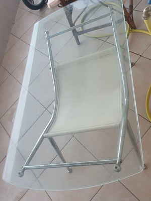 Coffee table used with glass top and leather shelf