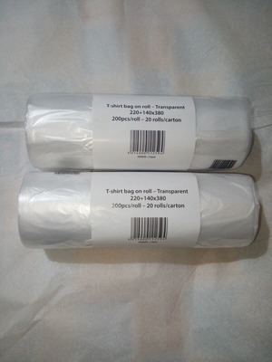 Plastic bags on rolls pack of two, 200 bags each, 38 cm height