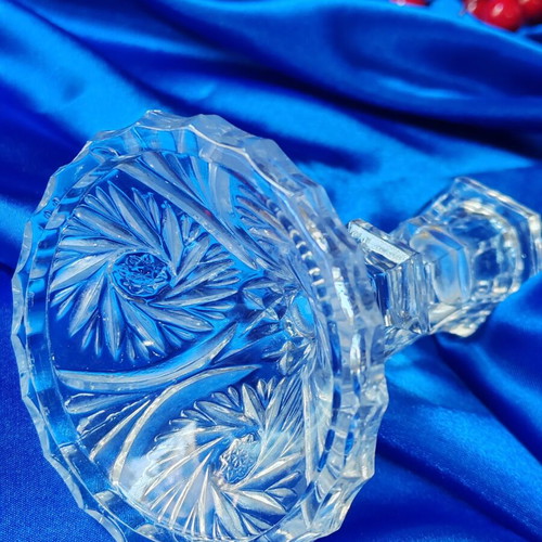 Vintage crystal candlesticks set of 2, lead crystal Bohemia, new