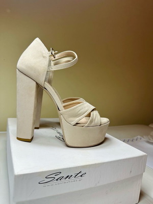 Sante beige suede platform sandals new size 37