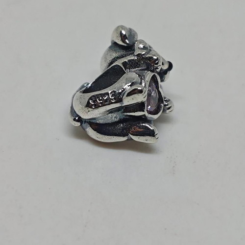 Silver Charm Dog with Pink Crystal Heart S925 like new