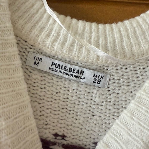 Pull & Bear knitted sweater size M like new, vintage, white and beige