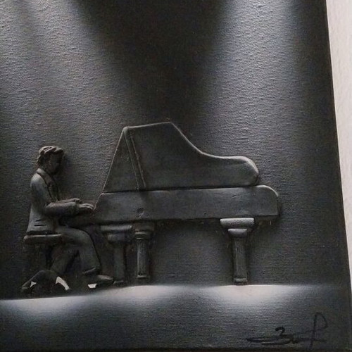 Canvas painting pianist used, 30x40 cm, black 3D art