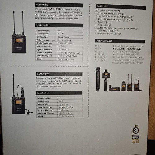 Saramonic UWMIC9 Wireless Dynamic Microphone Set like new