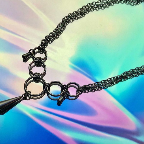 Handmade stainless steel punk necklace new silver color