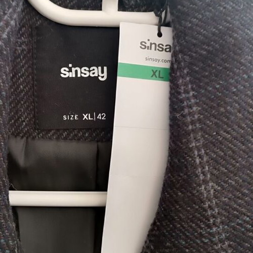 Sinsay checked coat XL grey with blue new