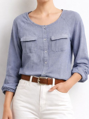 Zara Basic Micro-Gingham πουκάμισο σαν καινούργιο, γκρι και μπλε