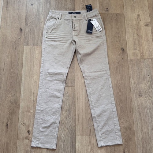 S.Oliver Denim Gwen Boyfriend Jeans W34 L32 Beige Loose Fit New