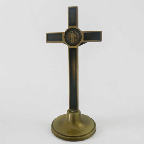 Crucifix 11 cm on bronze-colored base new
