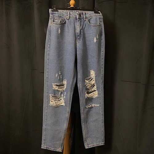 High-waisted jeans size S new light color with rips