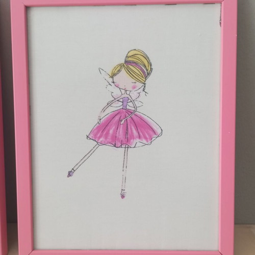 Children's frames set with handmade fairy illustrations used, pink frames