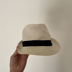 Unisex hat, beige with black band