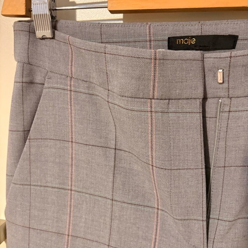Maje straight-leg checked pants like new, gray, size M