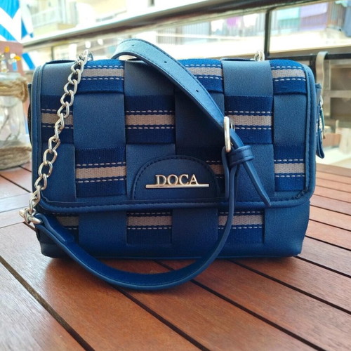 Doca women's crossbody bag like new, beige and blue