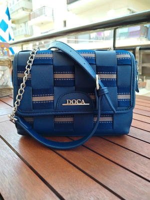 Doca women's crossbody bag like new, beige and blue