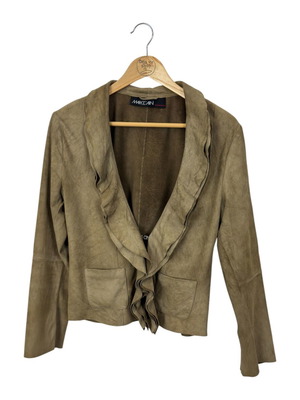 Marc Cain suede jacket used, size L, brown, leather