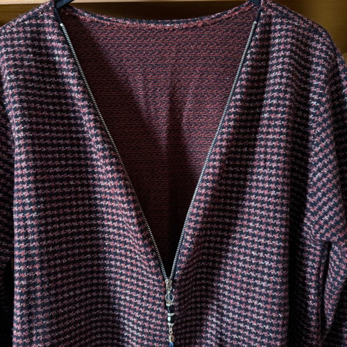 Checked brown and burgundy blouse with chest zipper new, size XL
