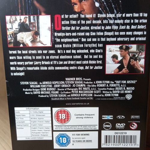 Out for Justice DVD like new with English subtitles