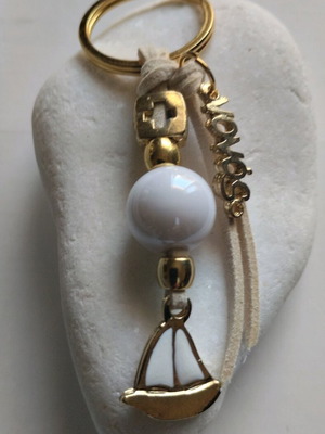 Handmade baptism favors with suede leather keychain and cross