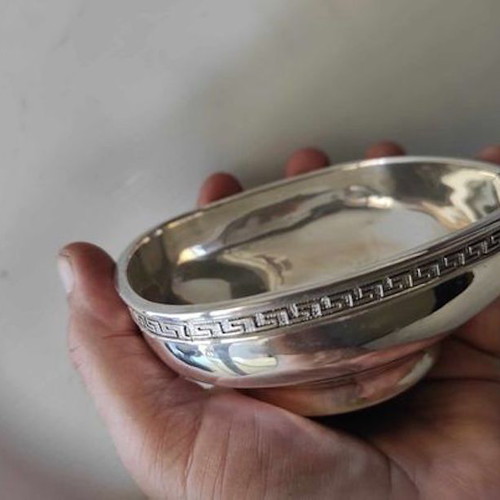 Silver-plated serving bowl used