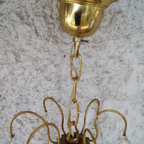 Ceiling light and wall sconces used from 1970 with Murano crystals