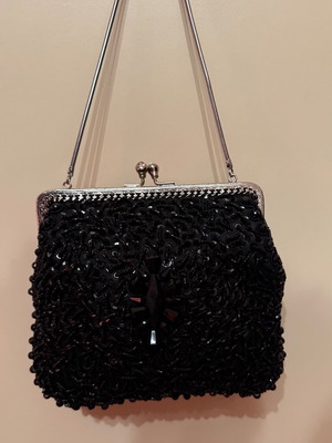 Black evening handmade handbag like new
