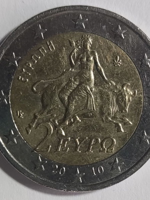 Greece 2€ 2010 Euro Coin used, regular circulation