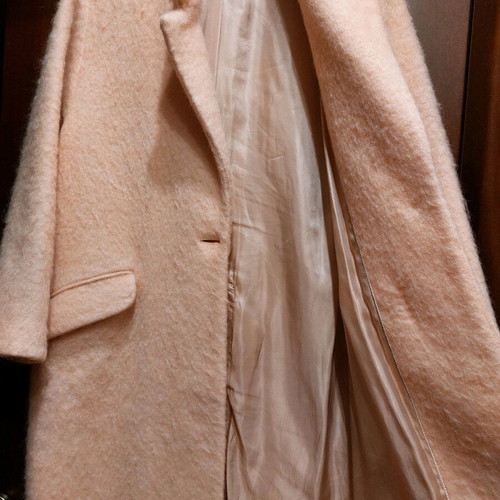 Mango Suit mohair coat, pastel pink, oversized, made to measure